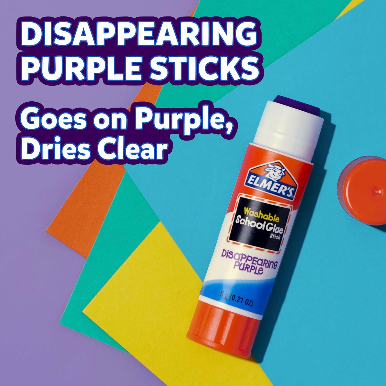 imageElmers Color n Glitz Glue Sticks Washable Assorted Colors Includes Disappearing Purple Glue Sticks 6 Grams 12 PackColor n Glitz  Disappearing Purple