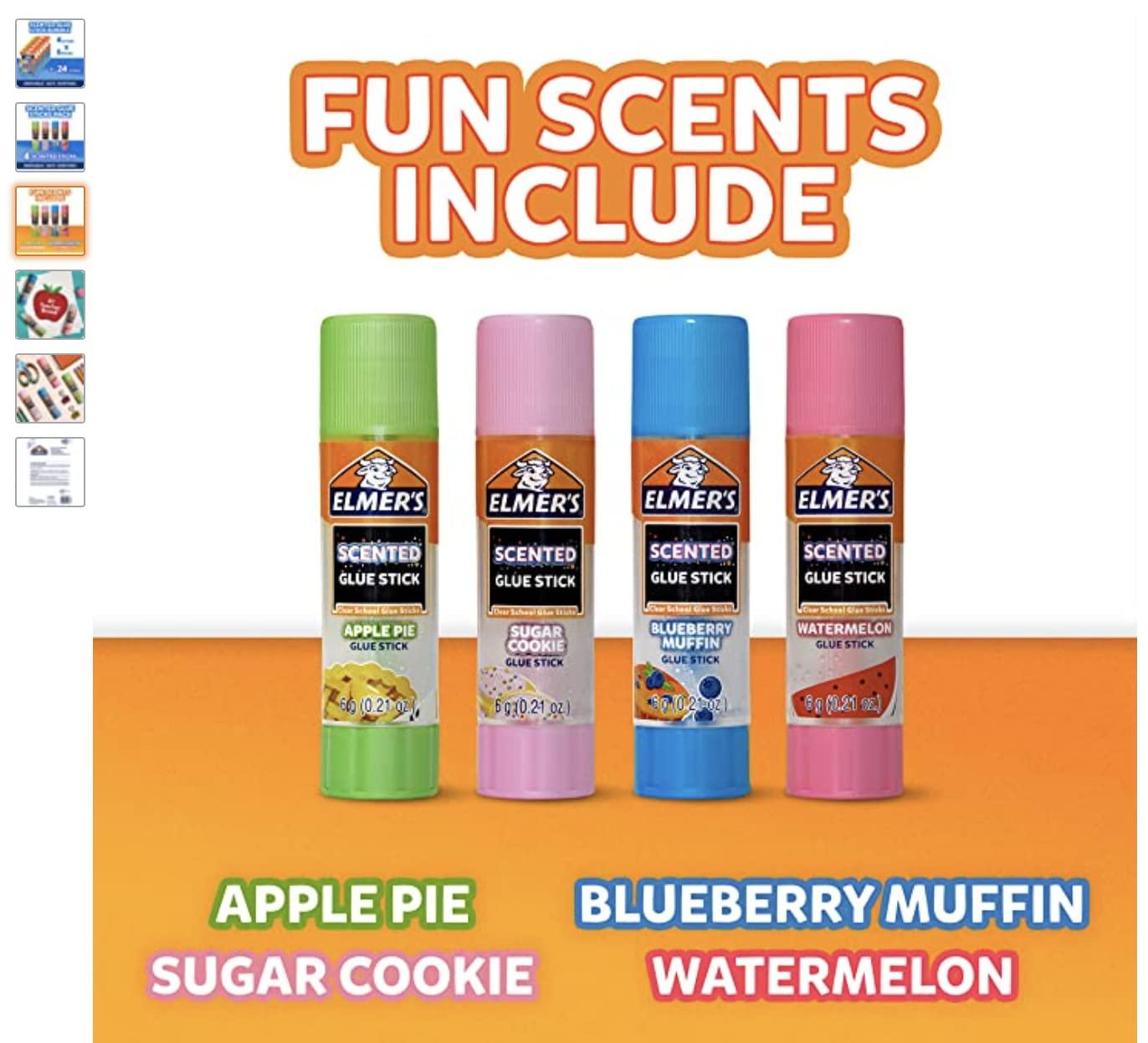 imageElmers Color n Glitz Glue Sticks Washable Assorted Colors Includes Disappearing Purple Glue Sticks 6 Grams 12 PackDessert Scented