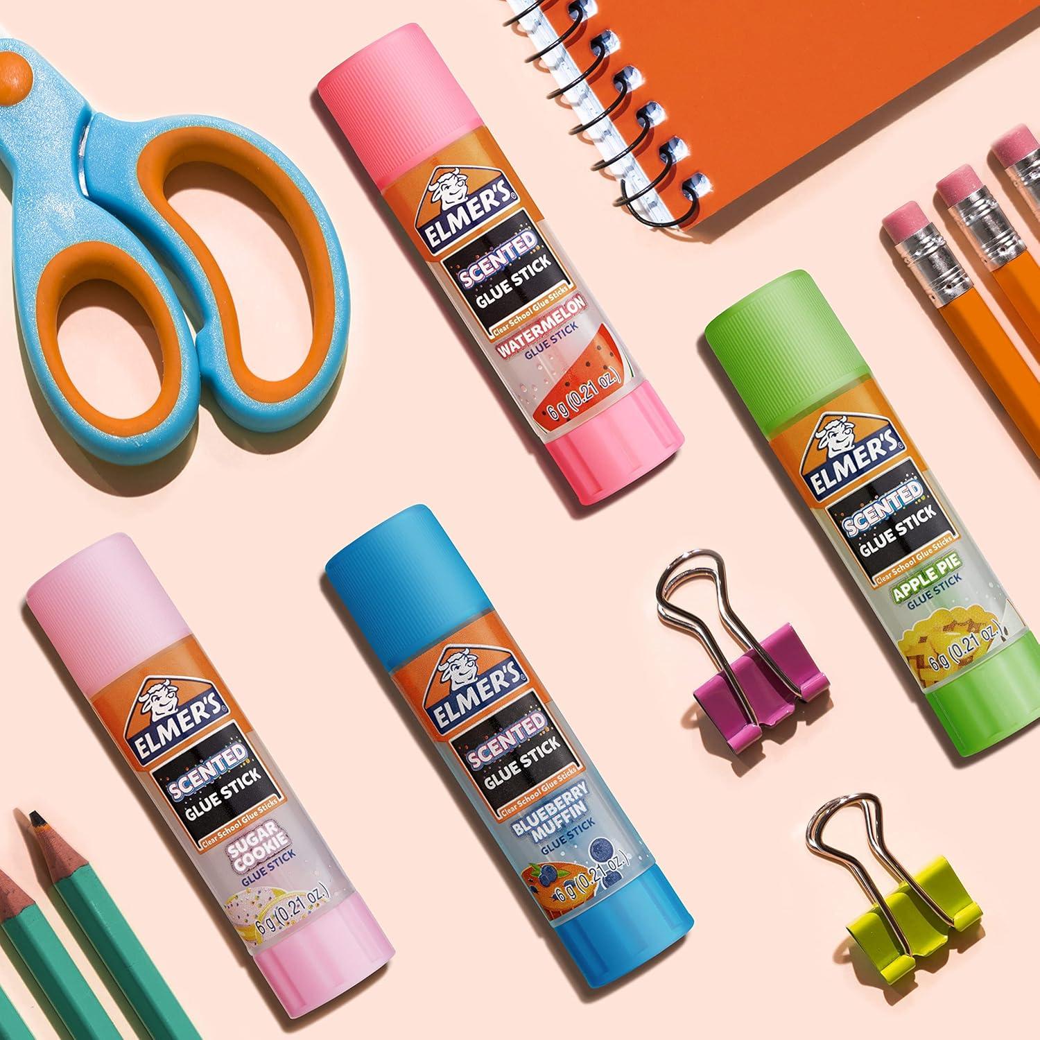 imageElmers Color n Glitz Glue Sticks Washable Assorted Colors Includes Disappearing Purple Glue Sticks 6 Grams 12 PackDessert Scented