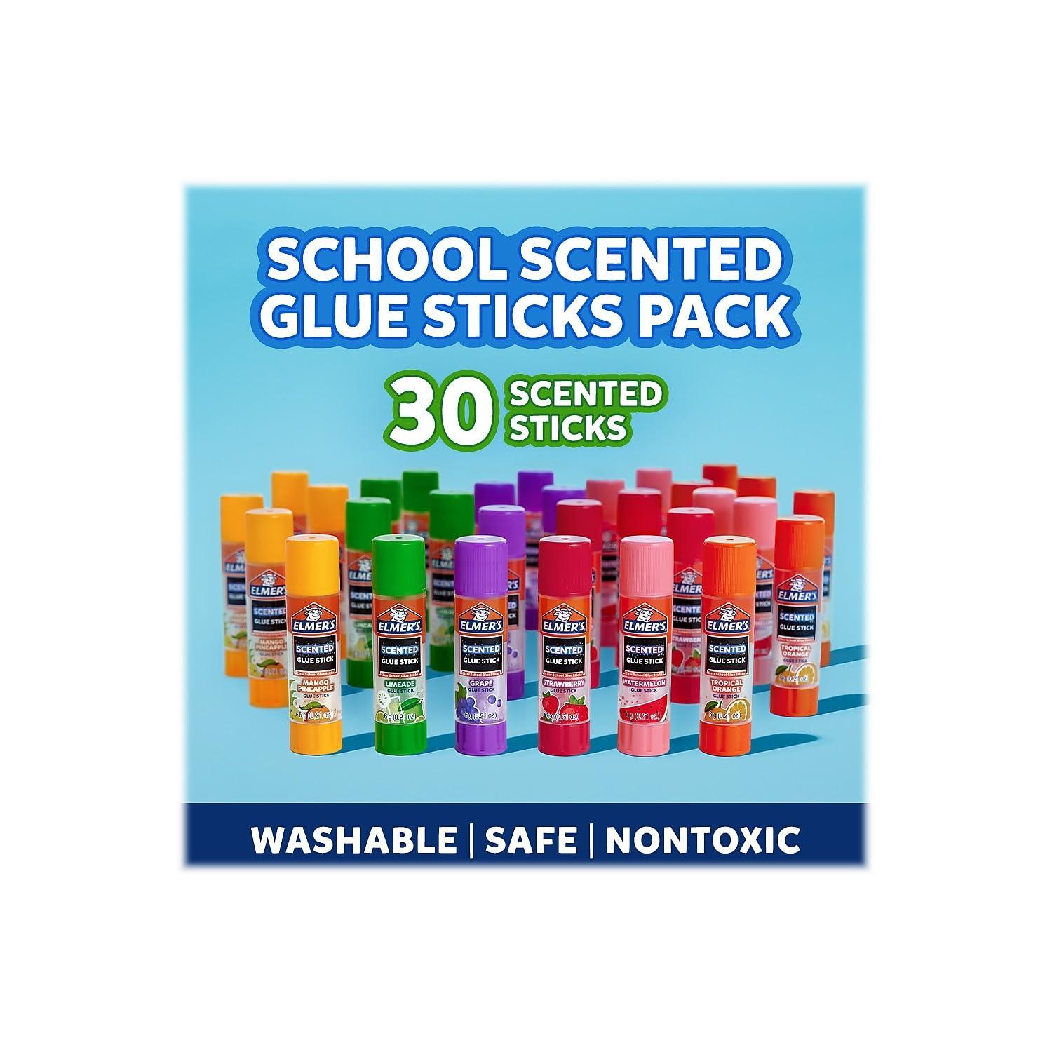imageElmers Color n Glitz Glue Sticks Washable Assorted Colors Includes Disappearing Purple Glue Sticks 6 Grams 12 PackTropical Scented