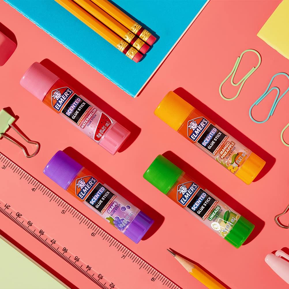 imageElmers Color n Glitz Glue Sticks Washable Assorted Colors Includes Disappearing Purple Glue Sticks 6 Grams 12 PackTropical Scented