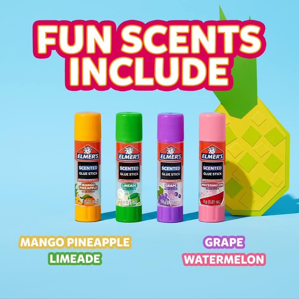imageElmers Color n Glitz Glue Sticks Washable Assorted Colors Includes Disappearing Purple Glue Sticks 6 Grams 12 PackTropical Scented