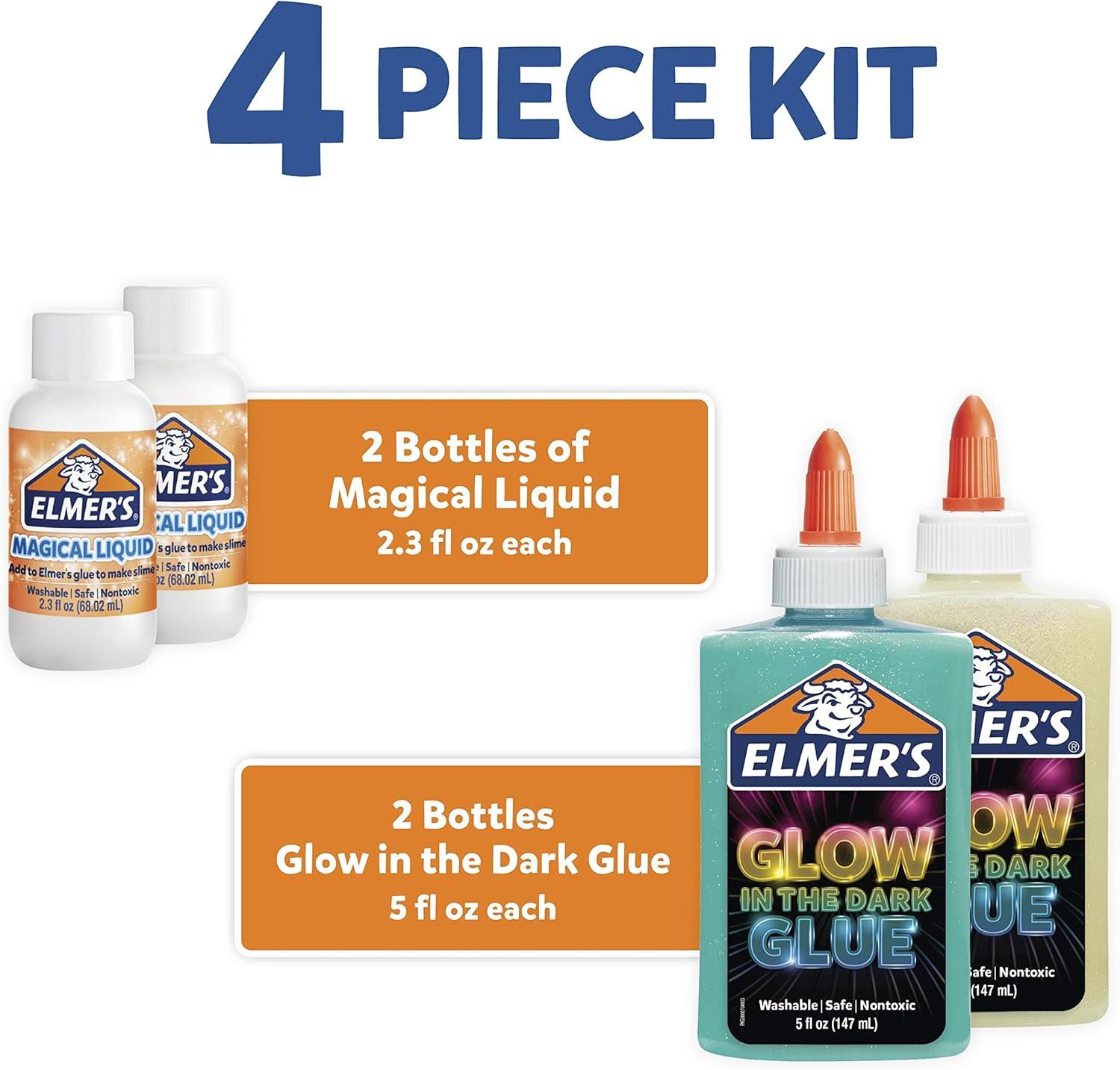 imageElmers Glow In The Dark Slime Kit Includes Glow In The Dark Glue Assorted Colors Magical Liquid Slime Activator 4 Count