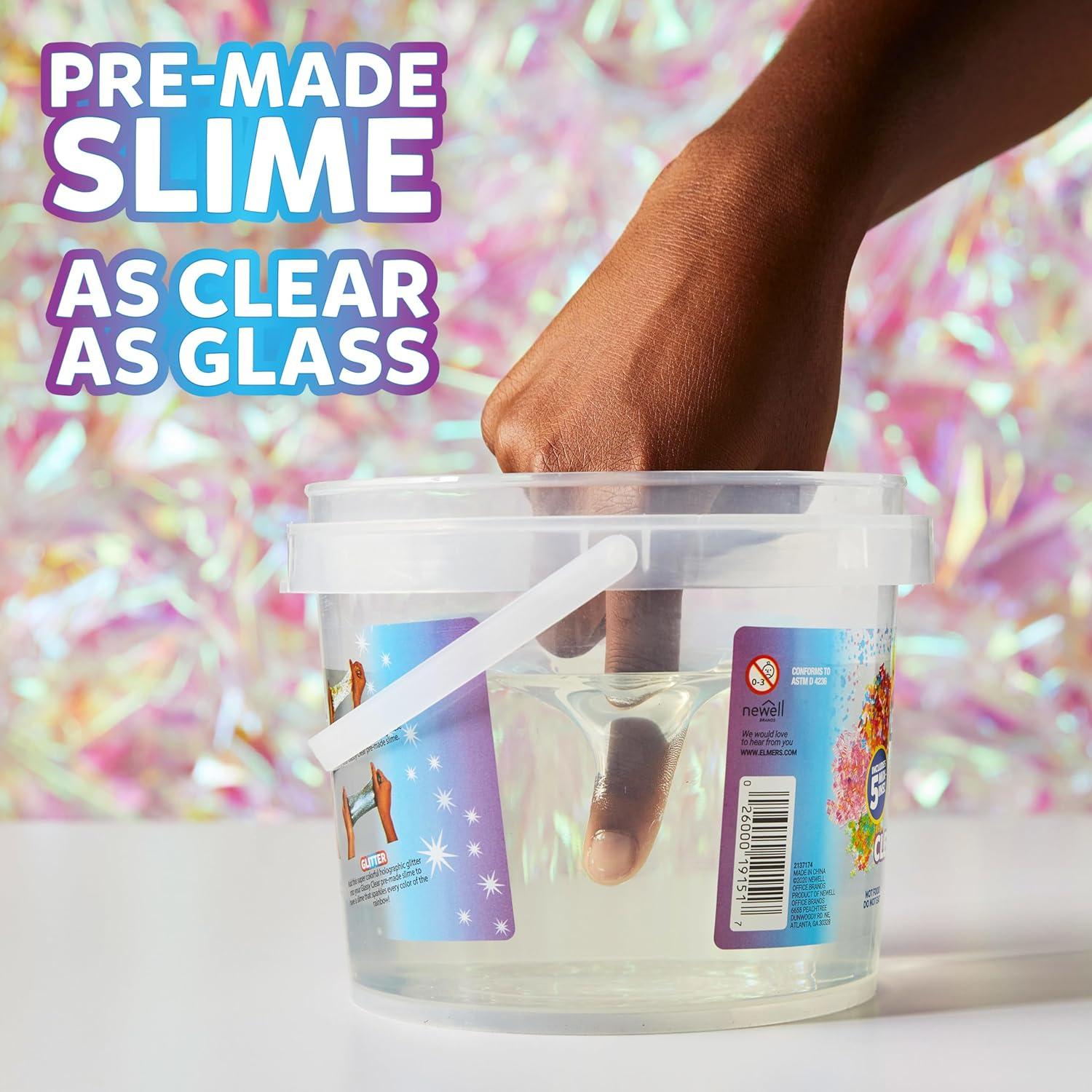 imageElmers Gue Premade Includes 5 Sets of Slime Addins 3 Lb Bucket Glassy ClearGlassy Clear