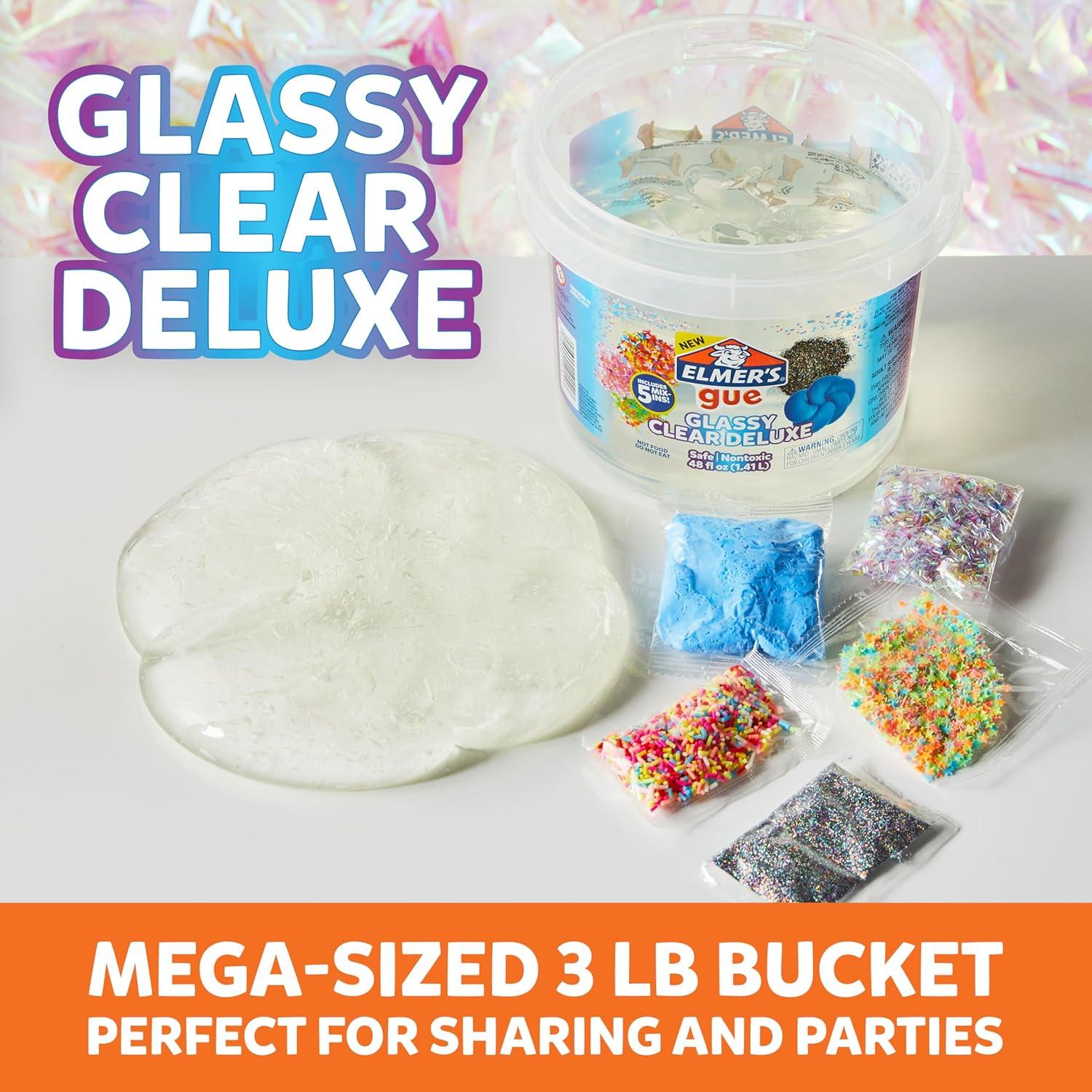 imageElmers Gue Premade Includes 5 Sets of Slime Addins 3 Lb Bucket Glassy ClearGlassy Clear