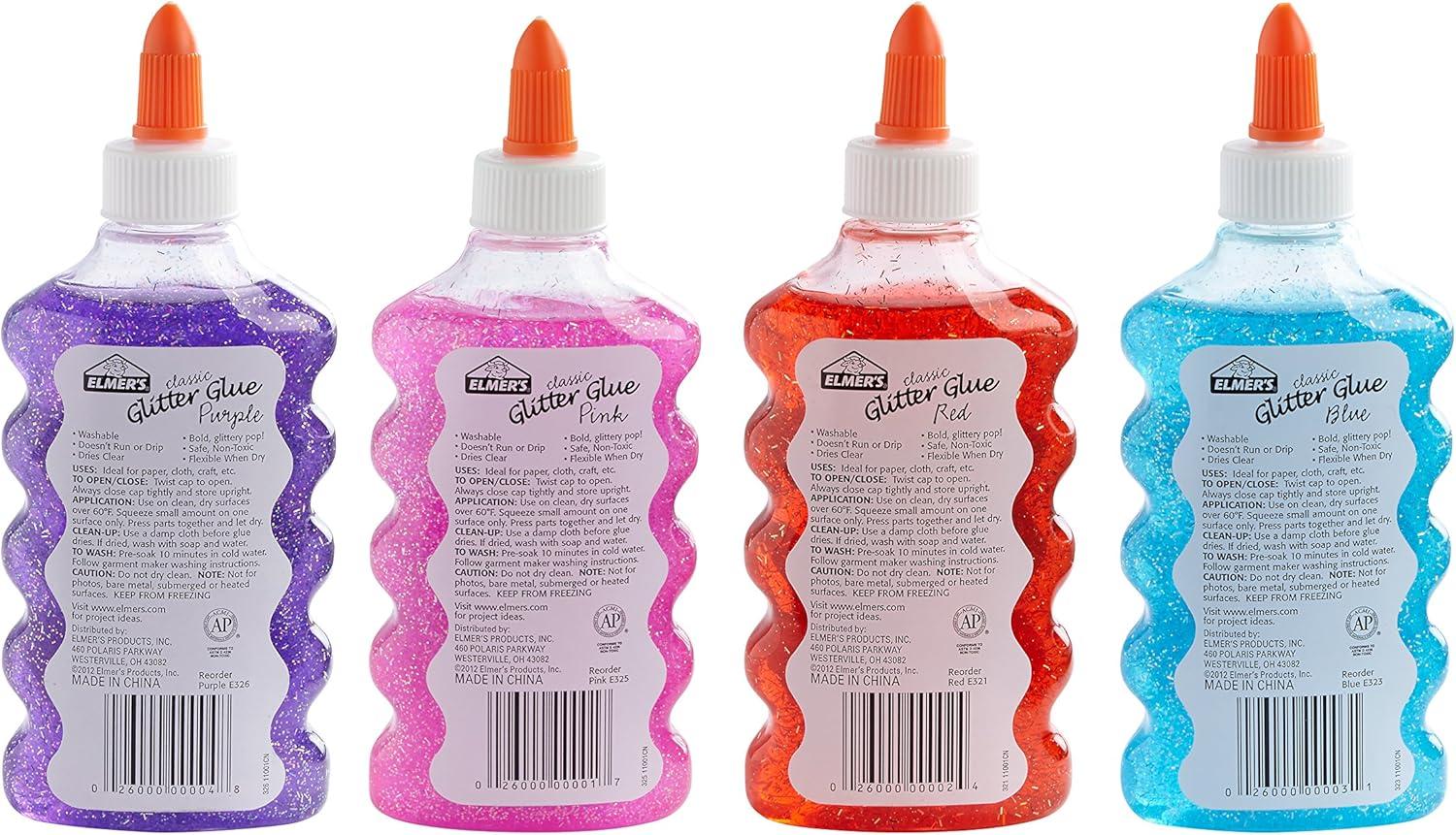 imageElmers Liquid Glitter Glue Great For Making Slime Washable Assorted Colors 6 Ounces Each 3 Count4 count Assorted