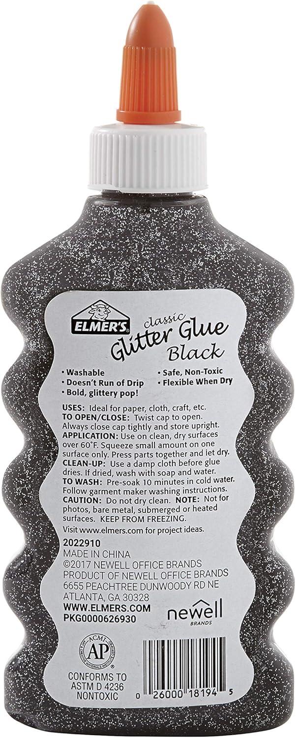 imageElmers Liquid Glitter Glue Great For Making Slime Washable Assorted Colors 6 Ounces Each 3 CountSilver  Gold  Black