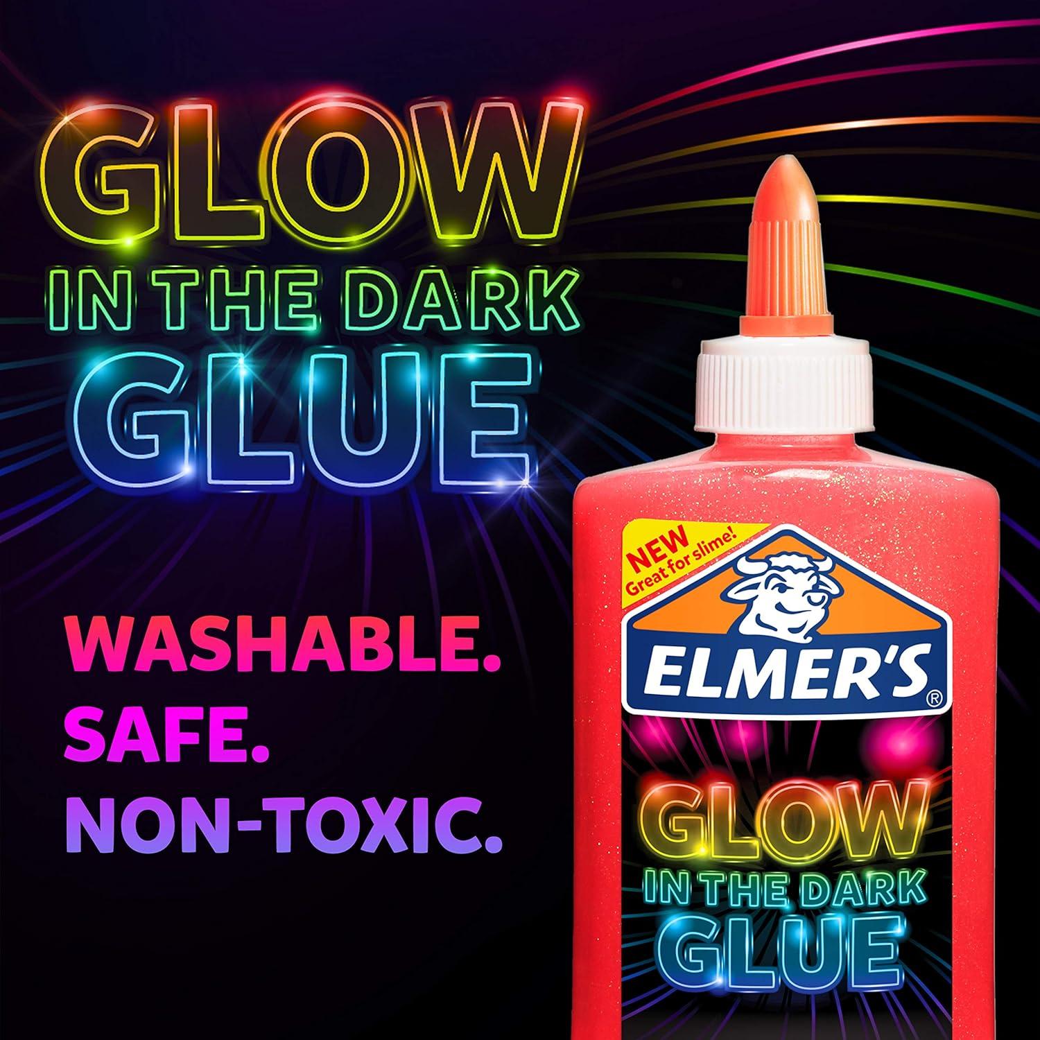 imageElmers Magical Liquid Slime Activator 875 fluid ounces and Elmers Glow in the Dark Liquid Glue Great for Making Slime Washable Assorted Colors 5 Ounces EachPink