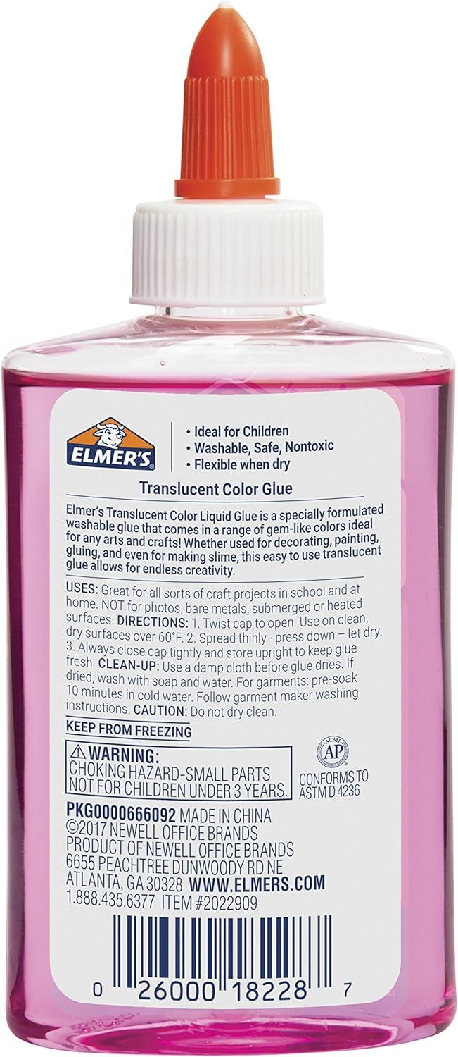 imageElmers Washable Translucent Color Glue Great For Making Slime Assorted Colors 5 Ounces Each 4 Count 5 Oz Standard Packaging