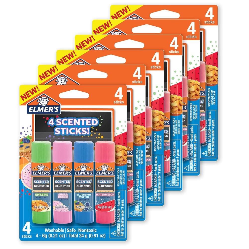 imageElmers Color n Glitz Glue Sticks Washable Assorted Colors Includes Disappearing Purple Glue Sticks 6 Grams 12 PackDessert Scented