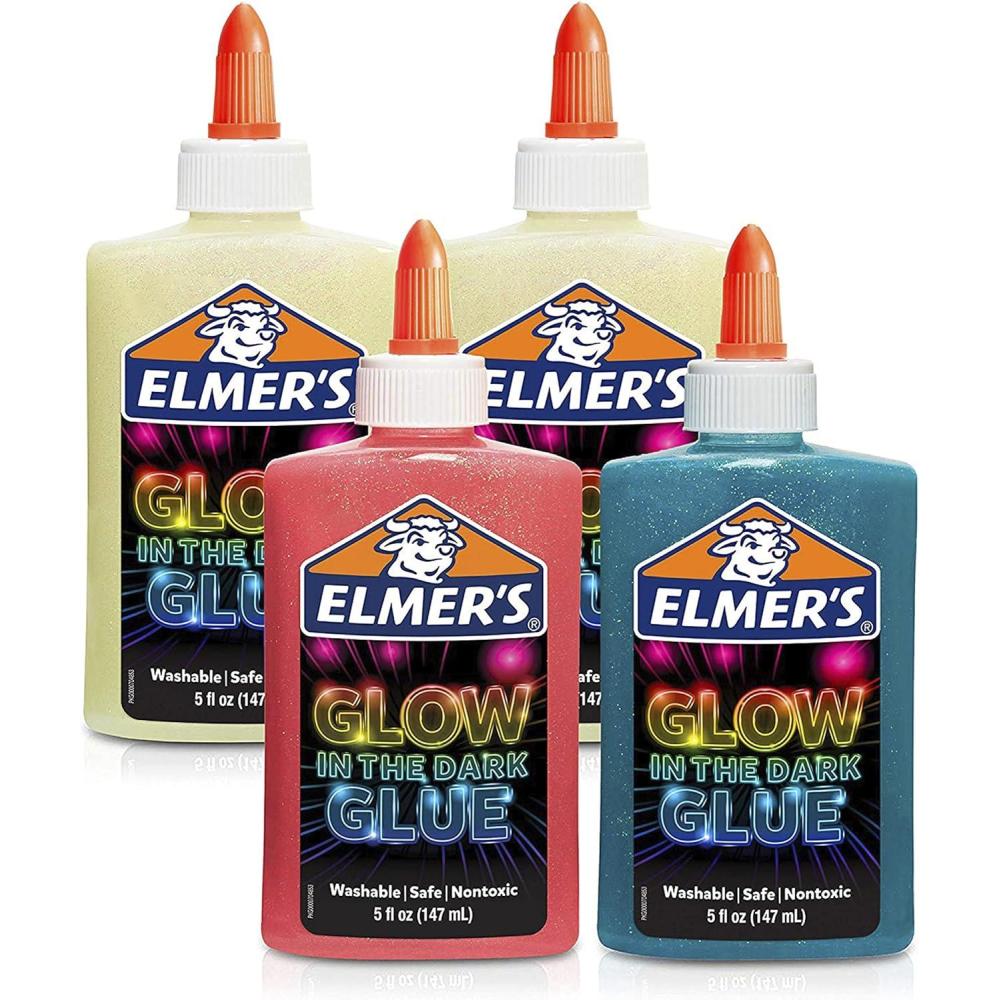 imageElmers Glow in the Dark Liquid Glue Great for Making Slime Washable Assorted Colors 5 Ounces Each