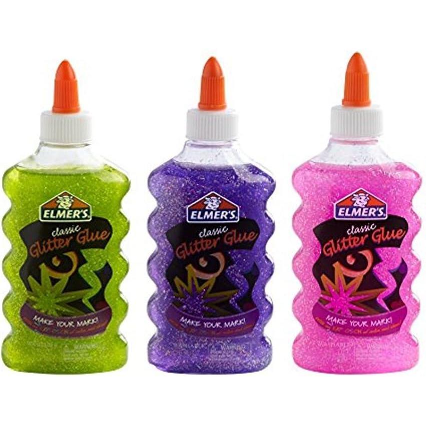 imageElmers Liquid Glitter Glue Great For Making Slime Washable Assorted Colors 6 Ounces Each 3 CountGreen  Purple  Pink