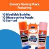 imageElmers BlooStick Buddies Glue Sticks Disappearing Blue Glue Stick AntiRoll Cap 6g 48 Count30 Count Variety Pack