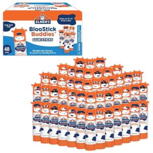 imageElmers BlooStick Buddies Glue Sticks Disappearing Blue Glue Stick AntiRoll Cap 6g 48 Count48 Count BlooStick Buddies