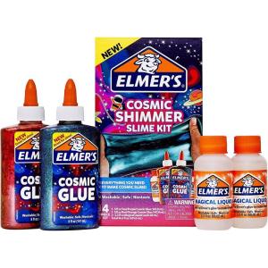 imageElmers Cosmic Shimmer Slime Kit Contains Elmers Cosmic Liquid Glue and Elmers Magical Liquid Slime Activator 4 CountActivator Pack