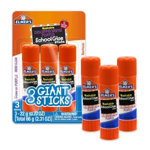 imageElmers Disappearing Purple School Glue Sticks Washable 22 Grams 3 Count  Back to School Teacher Supplies3 Count Pack of 1