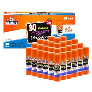 imageElmers Disappearing Purple School Glue Sticks Washable 22 Grams 3 Count  Back to School Teacher Supplies30 Count Pack of 1