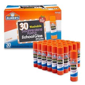 imageElmers Disappearing Purple School Glue Sticks Washable 7g 30 Count  Bulk Pack for Classrooms 1 Teacher BrandStandard Stick