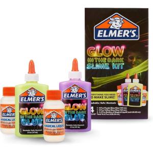 imageElmers GlowintheDark Slime Kit 2062242 Yellow  Purple Glow 4 Piece Kit
