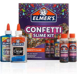 imageElmers Glue Slime Kit Dinosaur Night Makes Color Changing and Glow in the Dark Slime Includes Liquid Glue and Activator 4 CountConfetti Slime Kit
