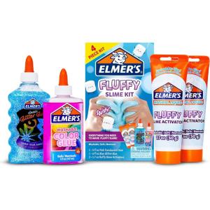 imageElmers Glue Slime Kit Dinosaur Night Makes Color Changing and Glow in the Dark Slime Includes Liquid Glue and Activator 4 CountFluffy Slime Kit