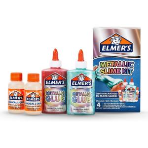 imageElmers Glue Slime Kit Dinosaur Night Makes Color Changing and Glow in the Dark Slime Includes Liquid Glue and Activator 4 CountMetalllic Kit