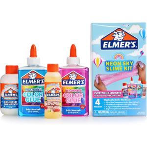 imageElmers Glue Slime Kit Dinosaur Night Makes Color Changing and Glow in the Dark Slime Includes Liquid Glue and Activator 4 CountNeon Sky Slime Kit