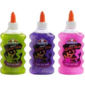 imageElmers Liquid Glitter Glue Great For Making Slime Washable Assorted Colors 6 Ounces Each 3 CountGreen  Purple  Pink