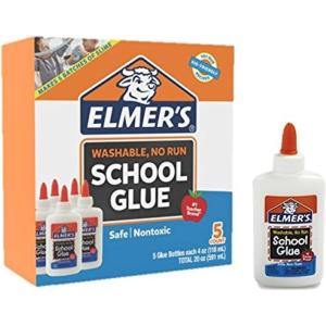 imageElmers Liquid School Glue White Washable 4 Ounces  Great for Making Slime  5Count 