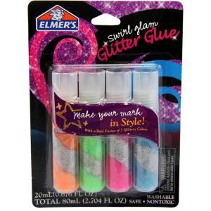 imageElmers Swirl Glam Glitter Glue Color Tubes Classsic 036 Oz 5 CountSliver Swirl Glam