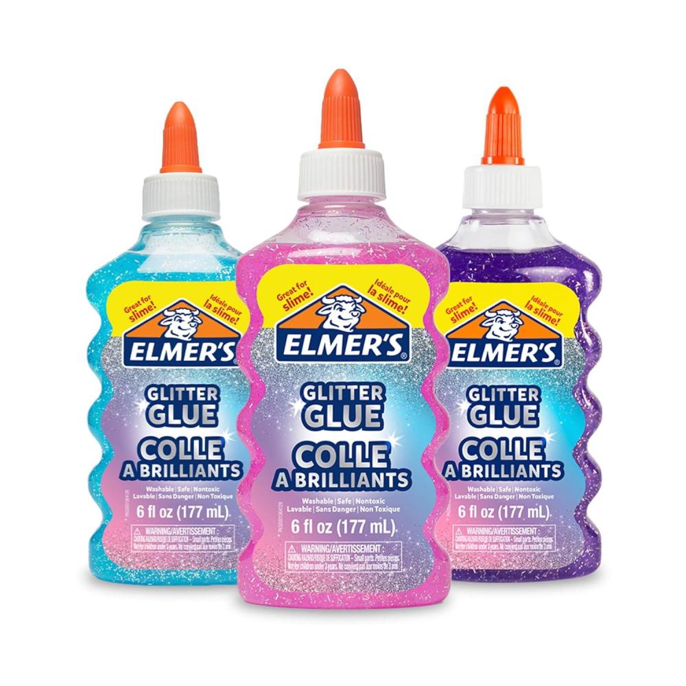 imageElmers Liquid Glitter Glue Assorted 6oz I Blue Pink Purple 1 Teacher Brand3 Count