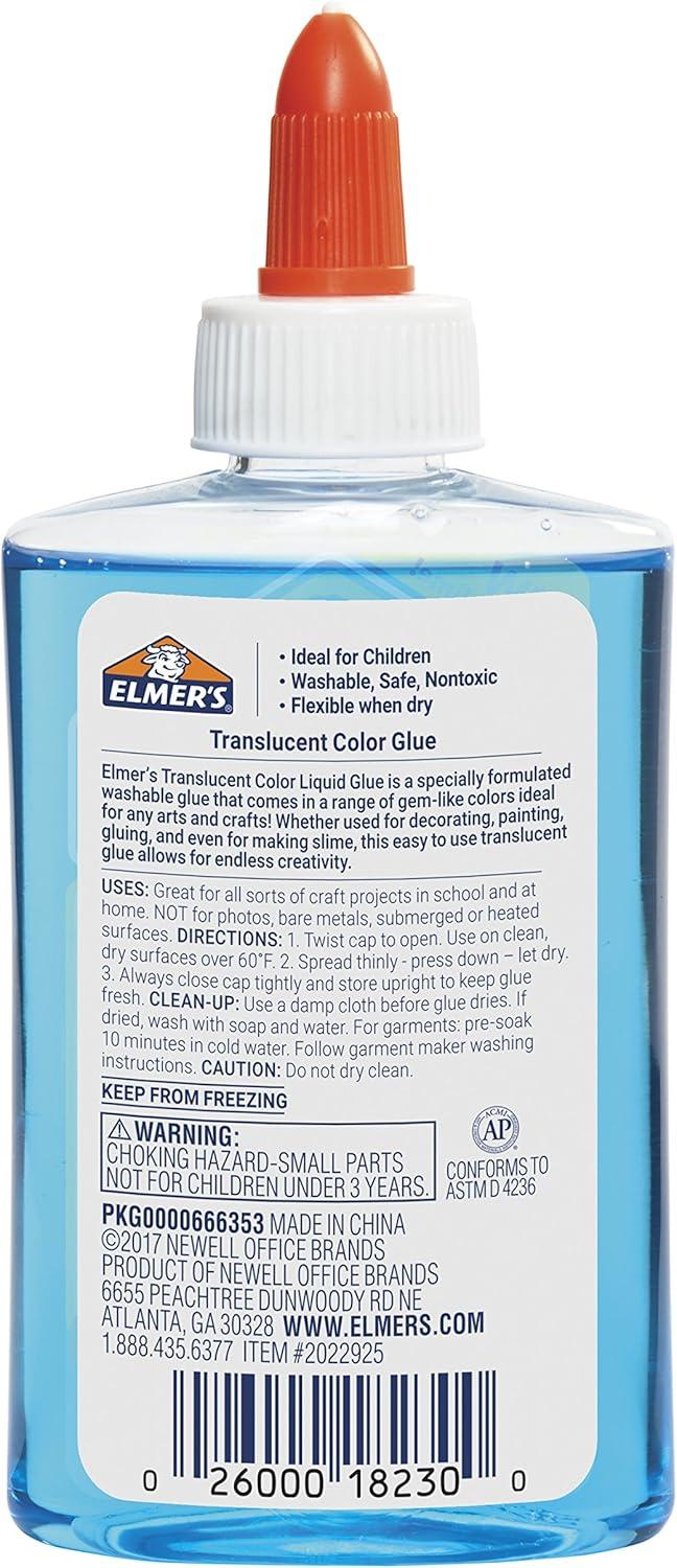 imageElmers Washable Glue Colors 5 Ounces 4 Count for Making Slime 5 Oz 4AssortedTranslucent