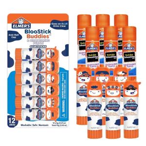 imageElmers Glue Sticks Combo Pack BlooStick Buddies and Disappearing Purple Glue Sticks 6g 12 Count 1 Teacher BrandNEW 12 Count Variety Pack