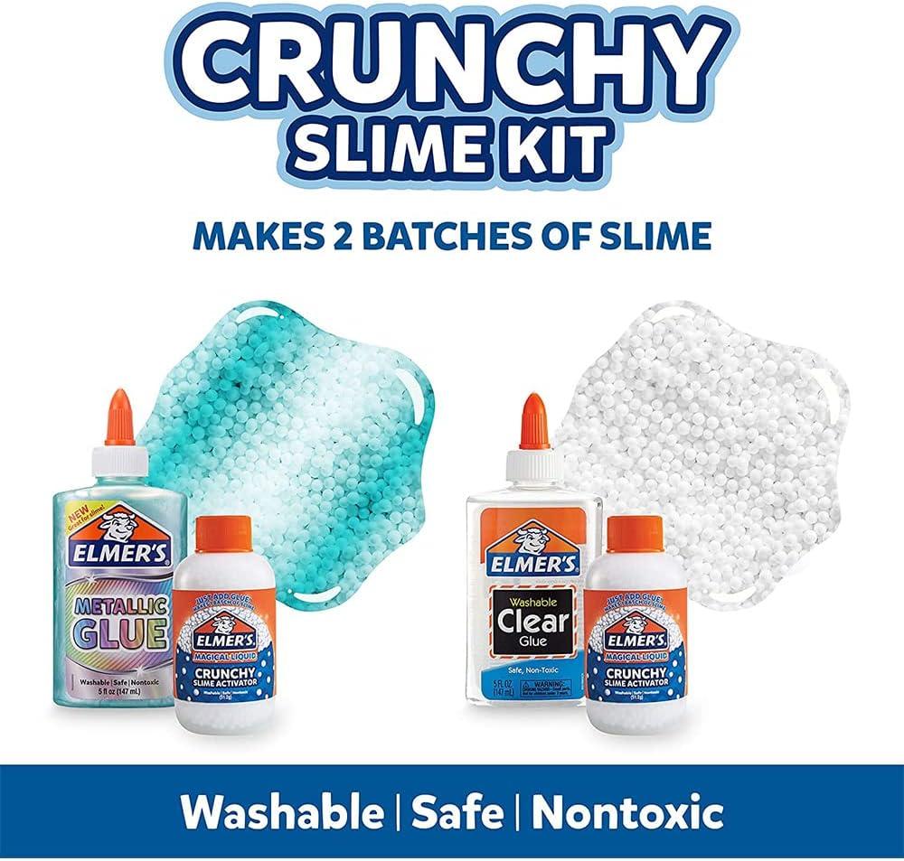 imageElmers Crunchy Slime Kit  Slime Supplies Include Metallic Liquid Glue Clear Liquid Glue Crunchy Magical Liquid Slime Activator 4 CountCrunchy Slime Kit