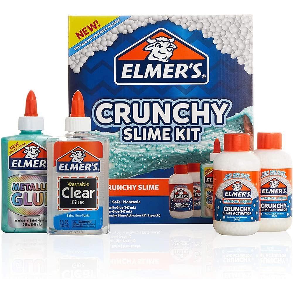imageElmers Crunchy Slime Kit  Slime Supplies Include Metallic Liquid Glue Clear Liquid Glue Crunchy Magical Liquid Slime Activator 4 CountCrunchy Slime Kit