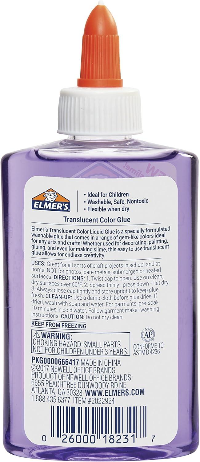 imageElmers Washable Translucent Color Glue Great For Making Slime Assorted Colors 5 Ounces Each 4 Count 5 Oz Standard Packaging